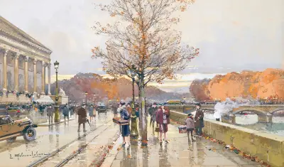 L’assemblée Nationale Et Le Pont De La Concorde av Eugène Galien-Laloue