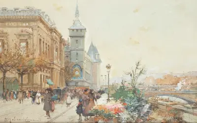 Blomstermarknaden av Eugène Galien-Laloue