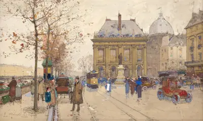 Kajerna vid Institutet, Paris av Eugène Galien-Laloue