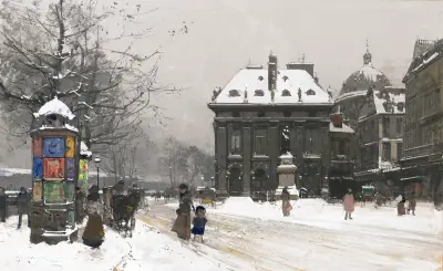 Seines kajer (vinter) av Eugène Galien-Laloue