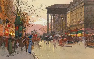 Paris, Boulevard de la Madeleine på kvällen av Eugène Galien-Laloue