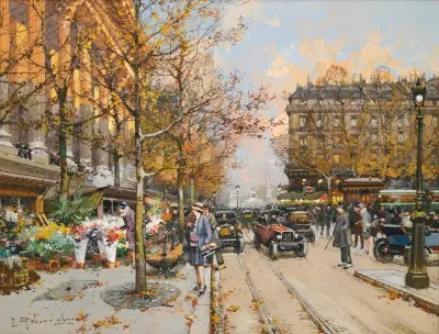 Place De La Madeleine av Eugène Galien-Laloue