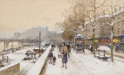 Quai Des Célestins av Eugène Galien-Laloue
