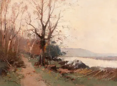 River Landscape av Eugène Galien-Laloue