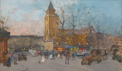 Saint-Germain-des-Prés, Paris av Eugène Galien-Laloue