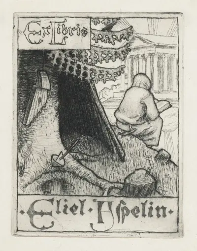 Eliel Aspelinin Ex libris av Akseli Gallen-Kallela