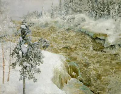 Imatra Falls in Snow ; Imatra in Winter av Akseli Gallen-Kallela