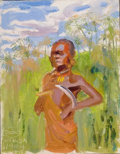 Kikuyu In Papyrus Reeds av Akseli Gallen-Kallela