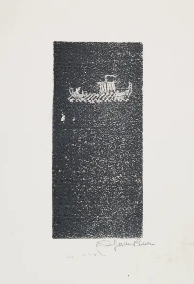 Koru-Kalevala, The Illustrated Kalevala, Poem L, vignette with Väinämöinen’s departure, sketch av Akseli Gallen-Kallela
