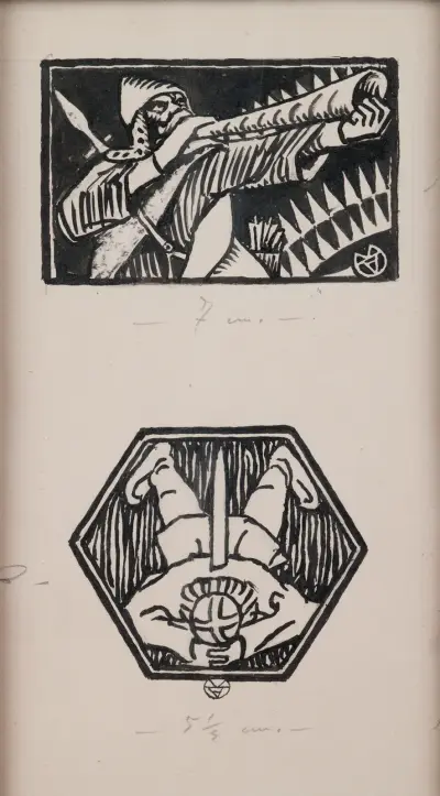 Koru-Kalevala, The Illustrated Kalevala; Poem XXXVI opening vignette (not final version), end vignette. av Akseli Gallen-Kallela