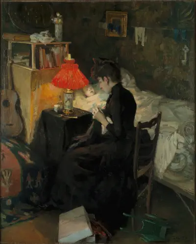 Mother with sick child av Akseli Gallen-Kallela