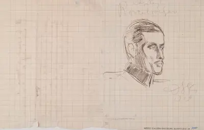 Sketch of Edvin Bertel Rosenbröijer, Adjutant for Marshal Carl Gustaf Emil Mannerheim av Akseli Gallen-Kallela