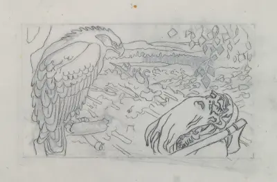 The Great Kalevala, Poem II, Väinämöinen and Eagle av Akseli Gallen-Kallela
