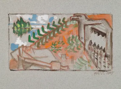 The Great Kalevala, Poem II, Väinämöinen and Eagle, sketch with signature. av Akseli Gallen-Kallela