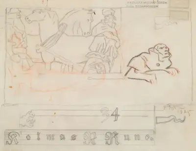 The Great Kalevala, Poem III, sketch av Akseli Gallen-Kallela
