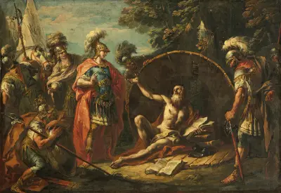 Alexander och Diogenes av Gaspare Diziani