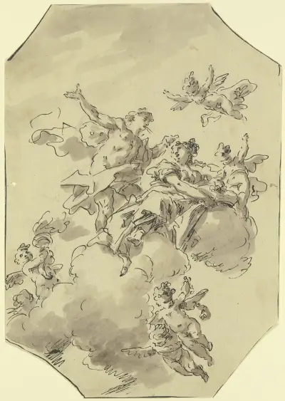 Allegorische Figurengruppe auf Wolken av Gaspare Diziani