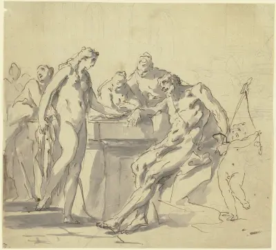 Hercules and Omphale av Gaspare Diziani