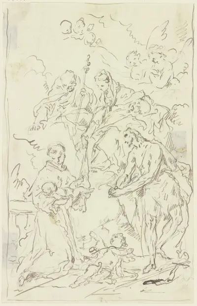 Madonna mit den Heiligen Joseph, Antonius von Padua und Johannes dem Täufer av Gaspare Diziani