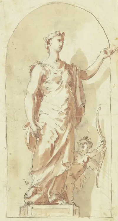 Venus med Cupido (skenteckning) av Gaspare Diziani