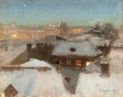 Winterabend in Söder, Stockholm von Georg Pauli