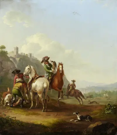Honba na zajíce s sokolníkem, Johann Georg Pforr
