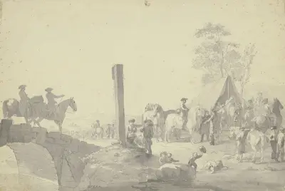 Scene with soldiers in camp av Johann Georg Pforr