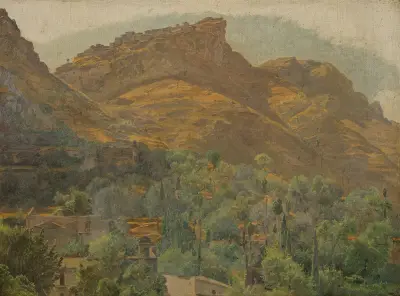 Blick zur Bergstadt Mola bei Taormina av Ferdinand Georg Waldmüller