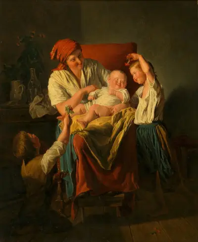 Mutterglück av Ferdinand Georg Waldmüller