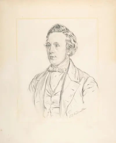 Portrait of Franz Jauner (Vienna 1832-1900 Vienna), Theater Director and Actor in Vienna von Ferdinand Georg Waldmüller