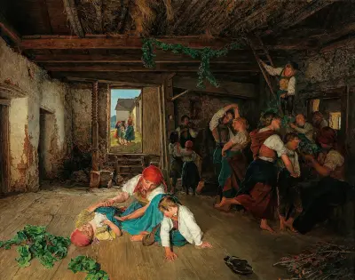 Preparing the Celebration of the Wine Harvest av Ferdinand Georg Waldmüller