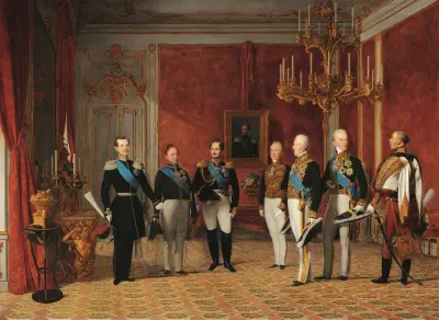 Mottagningen av storfurst Alexander Nikolajevitj hos furst Metternich i Hofburg i Wien 1839 av Ferdinand Georg Waldmüller