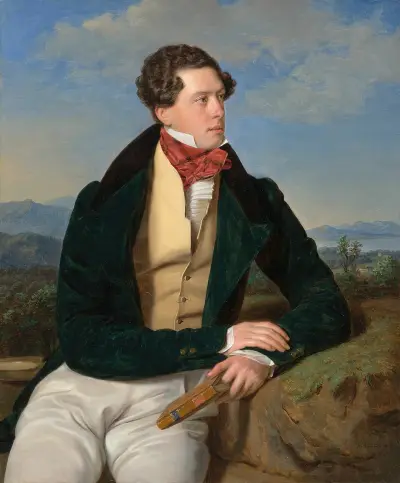 Skådespelaren Maximilian Korn i landskap av Ferdinand Georg Waldmüller