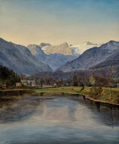 View Of Lake Altaussee And The Dachstein av Ferdinand Georg Waldmüller