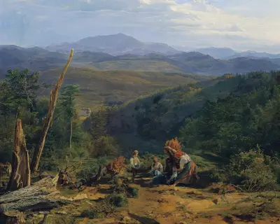 Wienerwaldlandskap med slottet Wildegg av Ferdinand Georg Waldmüller