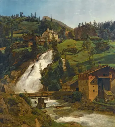 Wildbad Gastein (The Wildbad Gastein Falls) av Ferdinand Georg Waldmüller
