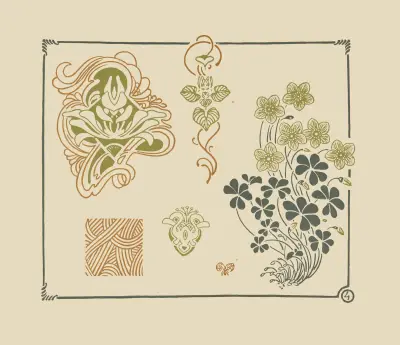 Abstrakt mönster med blommor och löv av George Auriol