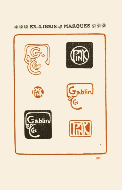 Andra boken om monogram, märken, sigill och exlibris, plansch 18 av George Auriol