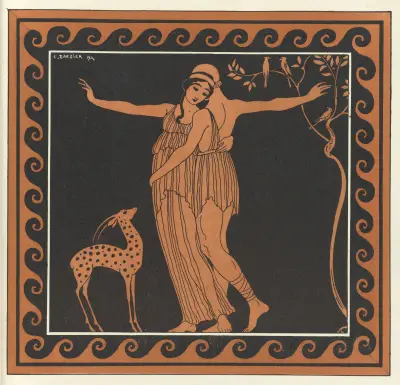 Karsavina och Nijinsky i Daphnis och Chloe av George Barbier