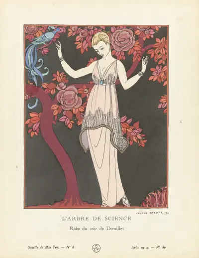Kunskapens träd, aftonklänning av Doeuillet av George Barbier