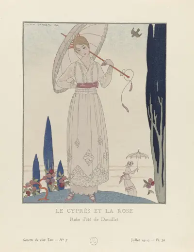 Cypressen och rosen – Doeuillets sommardräkt av George Barbier
