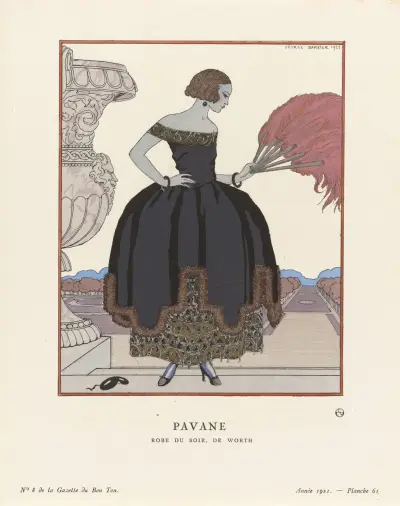 Aftonklänning av Worth (Pavane Robe du soir, de Worth) av George Barbier