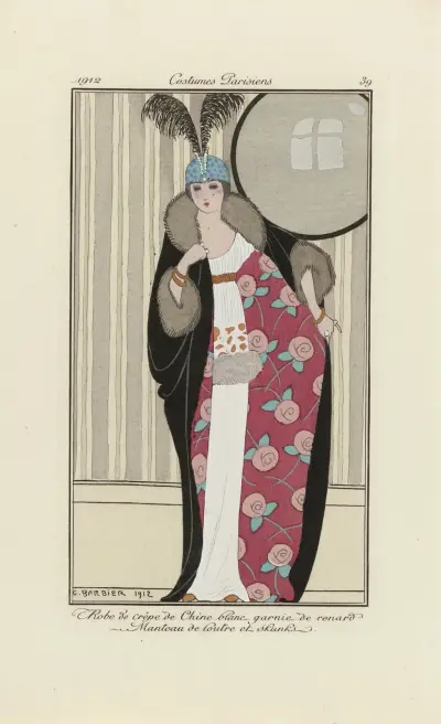 Vit klänning i crêpe de chine av George Barbier