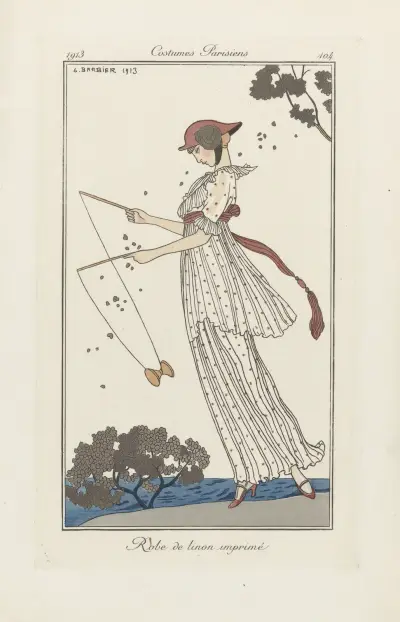 Tryckt linnklänning av George Barbier