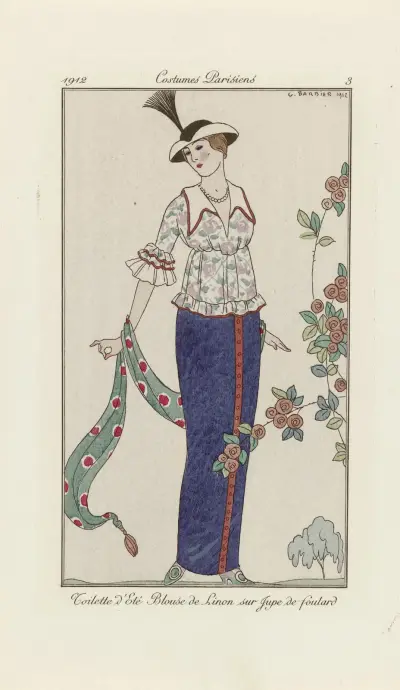Sommartoalett: linongblus och scarfkjol av George Barbier