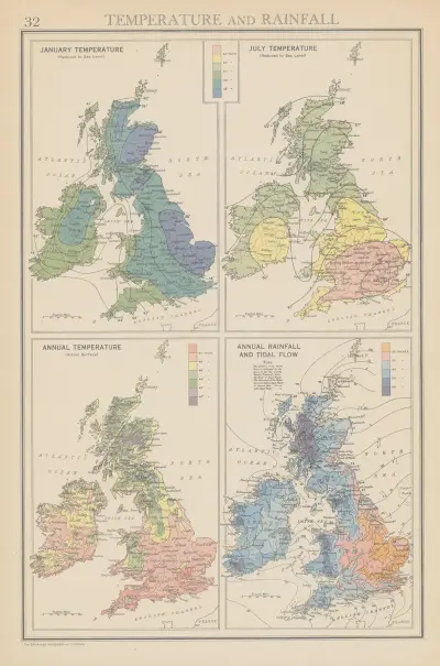 Brittiska öarnas temperatur och nederbörd av John George Bartholomew