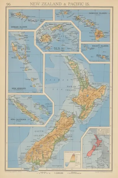 Nya Zeeland och Stillahavsöarna av John George Bartholomew