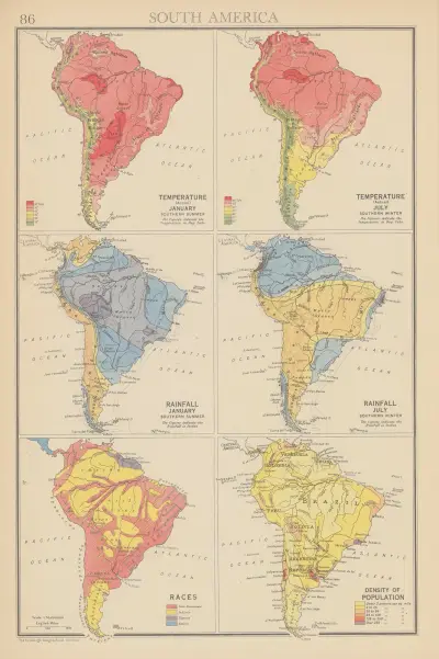 South America, Temperature, Rainfall av John George Bartholomew