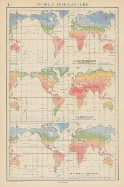 World Temperature January and July Mean Annual Temperature av John George Bartholomew