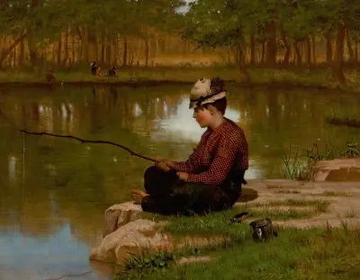 Väntar på napp, Central Park av John George Brown